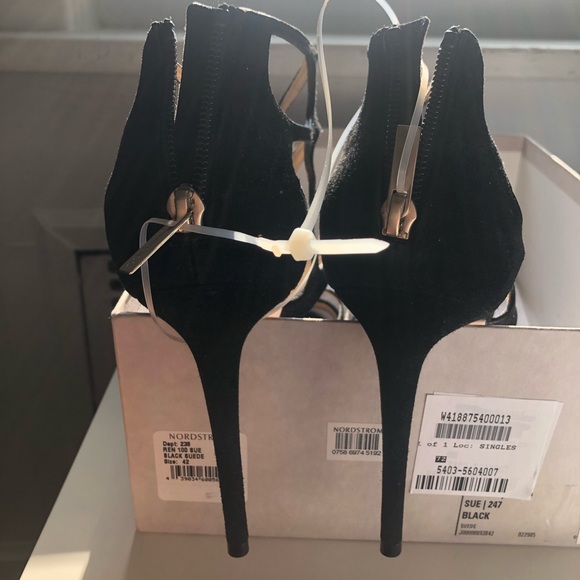 JIMMY CHOO Ren 100 Black Suede Cut-out Sandals - Picture 9 of 11